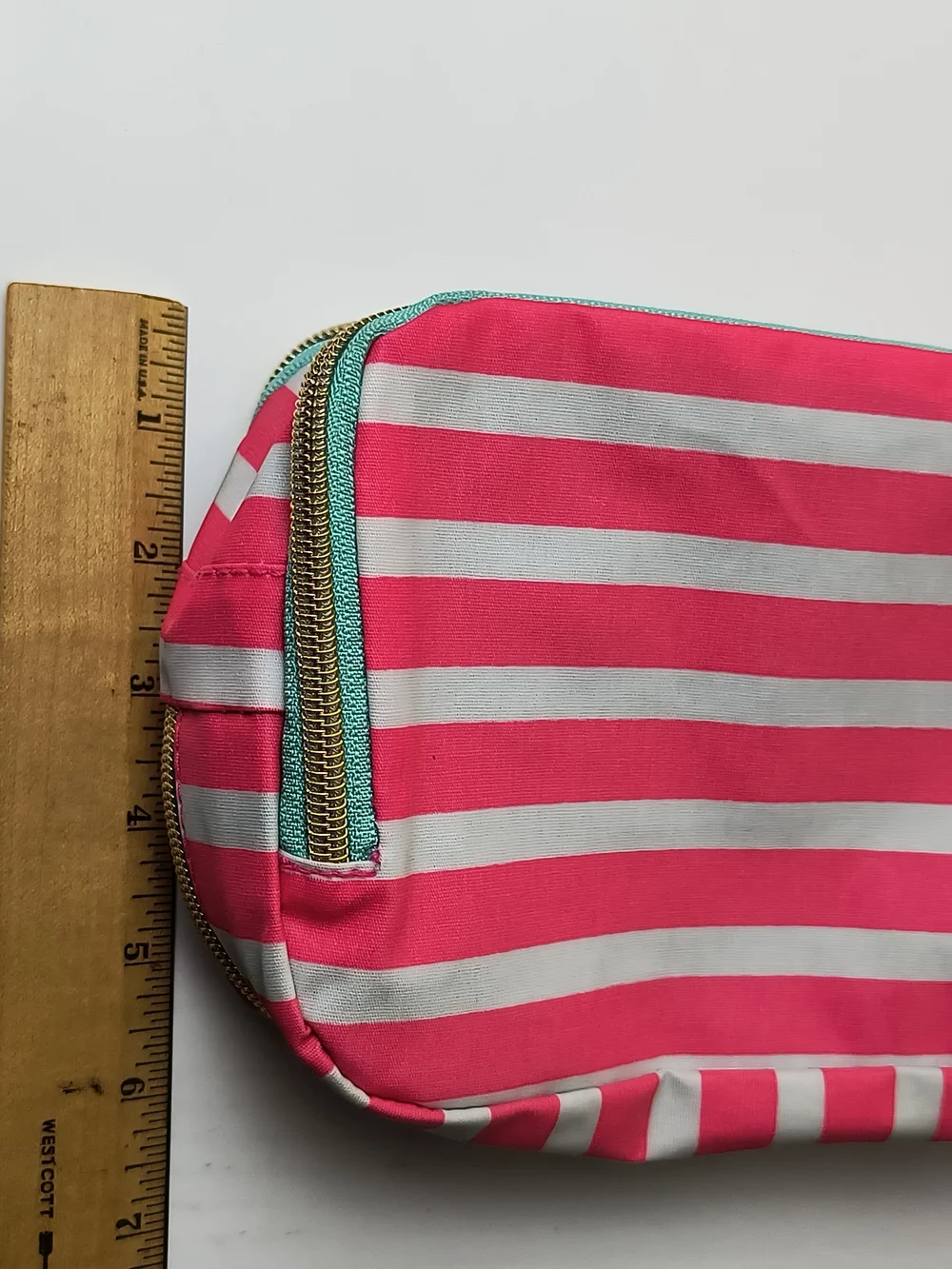 Pink & White Striped Cosmetic Pouch - Women